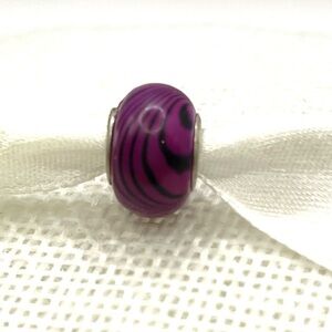 Purple and Black Bead Sterling Silver 925 Pandora Style